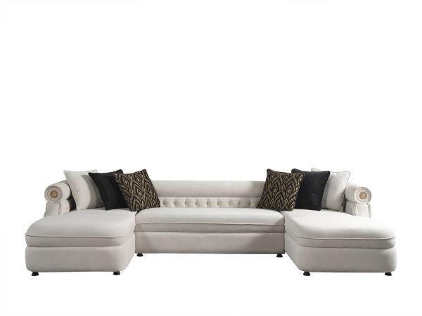 П-образный диван с пуфом Эклектика белый — изображение 3