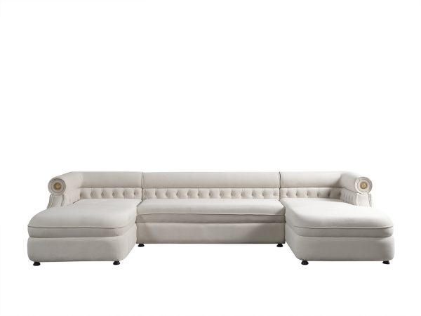 П-образный диван с пуфом Эклектика белый — изображение 4