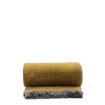 Плед Nidur из шерсти горчичного и серого цветов 130 x 170 см