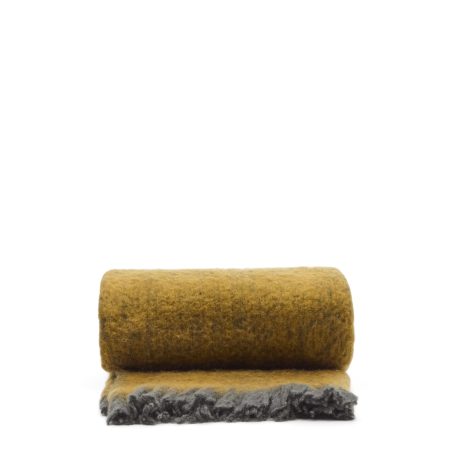 Плед Nidur из шерсти горчичного и серого цветов 130 x 170 см