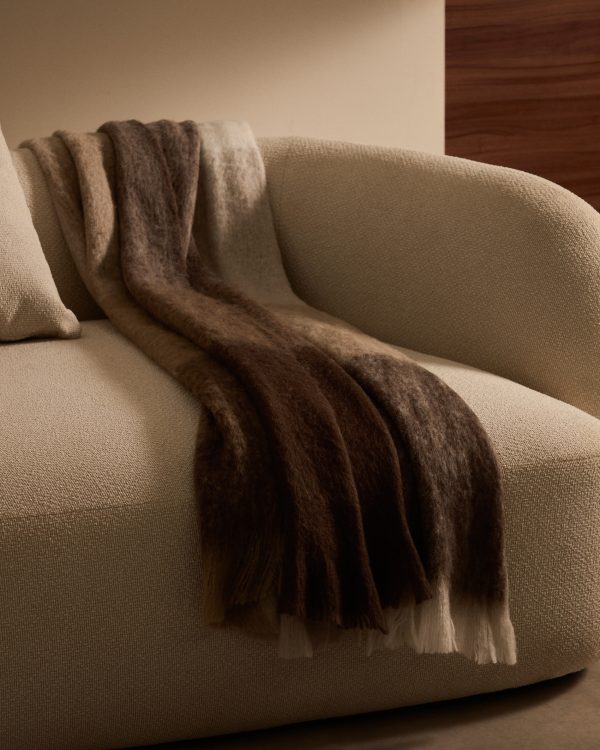 Плед Suley из коричневой клетчатой смеси шерсти 130 x 170 см — изображение 2