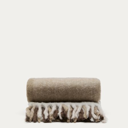 Плед Suley из коричневой клетчатой смеси шерсти 130 x 170 см