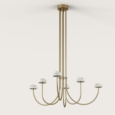 Подвесной светильник Dussa 6L золотой металл / белый мрамор