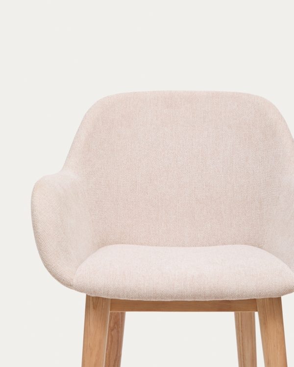 Полубарный стул Konna бежевого цвета с ножками из массива ясеня в светлой отделке, 65 см — изображение 3