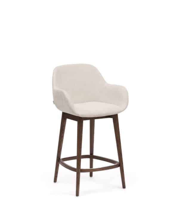 Полубарный стул Konna бежевого цвета с ножками из массива ясеня в темной отделке