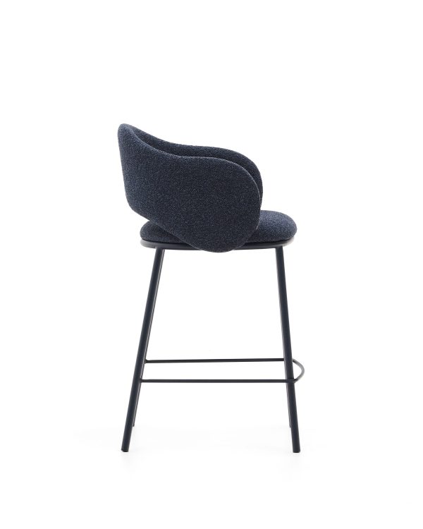 Полубарный стул Maina из синей ткани и стальными ножками с синей отделкой 65 — изображение 4