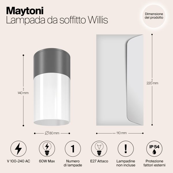 Потолочный светильник Outdoor O418CL-01GR — изображение 3