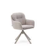 Поворотное кресло Lexa из бежевой синели с бежевыми ножками