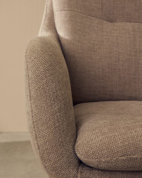 Поворотное кресло Lexa из бежевой синели с бежевыми ножками — изображение 4