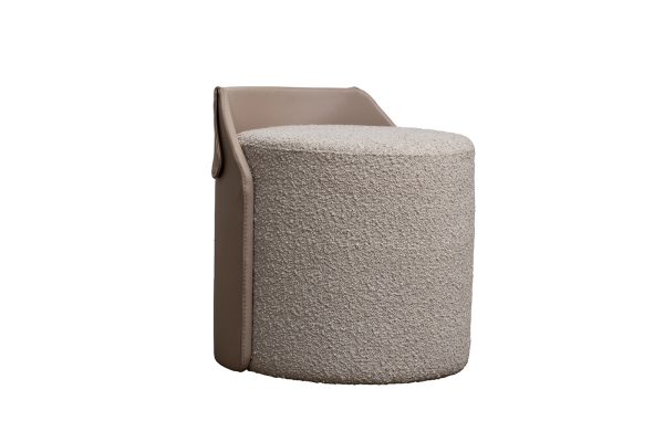 Пуф Bruno букле/иск.кожа бежевый Orso BEG+Enzo260 50*50*51см — изображение 2