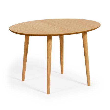 Раздвижной стол Oakland из МДФ с дубовым шпоном и ножками из массива каучука Ø120(200)x90 см