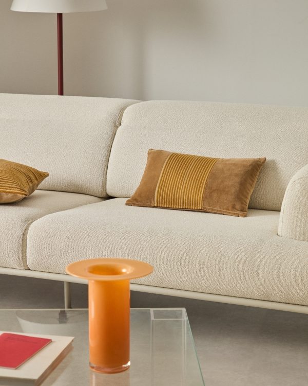 Samit Чехол на подушку из 100% хлопкового бархата с горчичными полосками 30 x 50 см — изображение 3