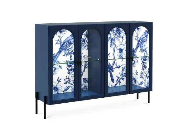 Сервант 4-х дверный Banksy синий, с принтом — изображение 2