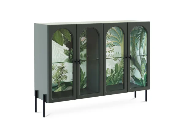 Сервант 4-х дверный Banksy серый, зеленый — изображение 3