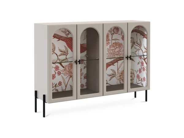 Сервант 4-х дверный Banksy серый, розовый — изображение 3