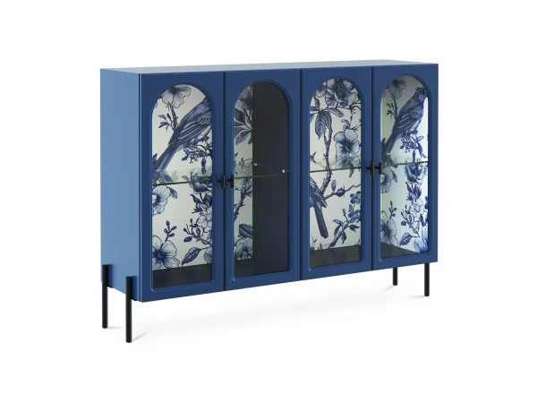 Сервант 4-х дверный Banksy синий, с принтом — изображение 3