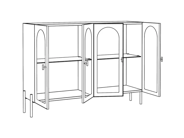 Сервант 4-х дверный Banksy синий, с принтом — изображение 4