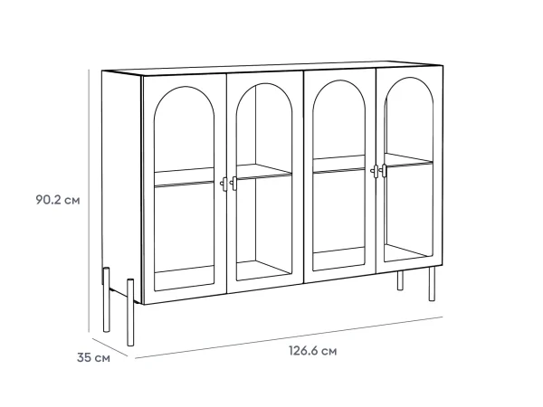 Сервант 4-х дверный Banksy синий, с принтом — изображение 5