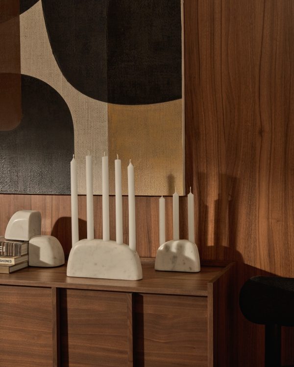 Signe Подсвечник из белого мрамора среднего размера 10 см — изображение 4