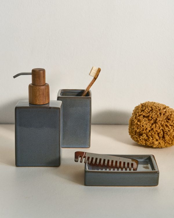 Silvet Держатель для зубных щеток из керамики сине-серого цвета — изображение 2