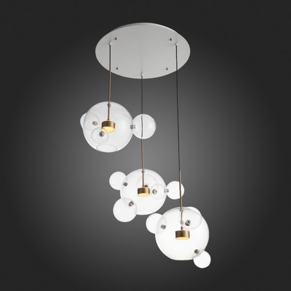 Латунь/Прозрачный LED 3*14W 3000K  (из 4-х коробок) BOPONE