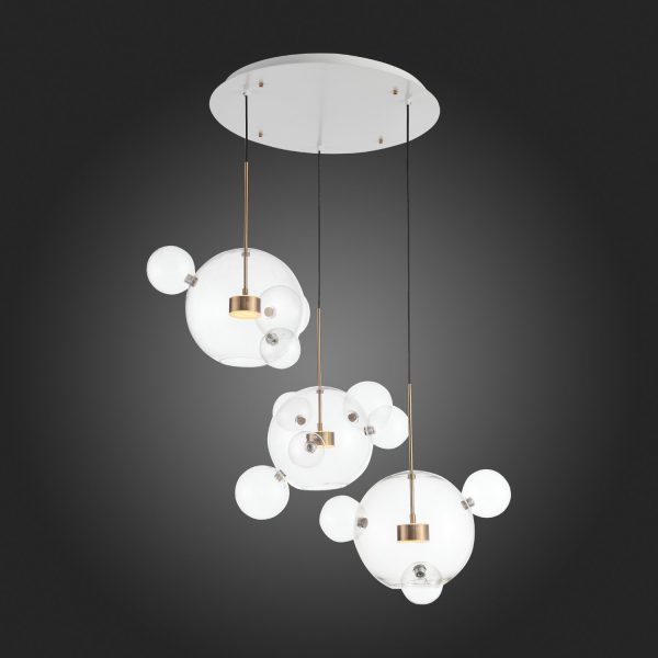 SL1133.203.03 Светильник подвесной ST-Luce Белый,Латунь/Прозрачный LED 3*14W 3000K  (из 4-х коробок) BOPONE — изображение 5