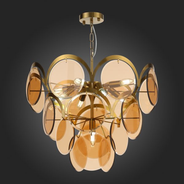 sl1161.333.09-ljustra-podvesnaja-st-luce-latunjantarnyj-e14-960w-fazia-1 SL1161.333.09 Люстра подвесная ST-Luce Латунь/Янтарный E14 9*60W FAZIA — изображение 2