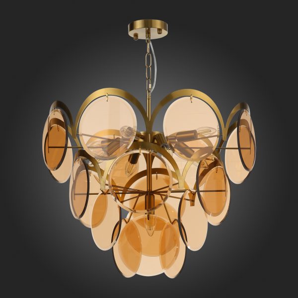 sl1161.333.09-ljustra-podvesnaja-st-luce-latunjantarnyj-e14-960w-fazia-4 SL1161.333.09 Люстра подвесная ST-Luce Латунь/Янтарный E14 9*60W FAZIA — изображение 5