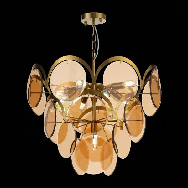 SL1161.333.09 Люстра подвесная ST-Luce Латунь/Янтарный E14 9*60W FAZIA SL1161.333.09 Люстра подвесная ST-Luce Латунь/Янтарный E14 9*60W FAZIA