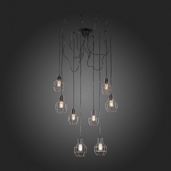 SL192.303.08 Светильник подвесной Черный/Латунь E27 8*60W RETE — изображение 2