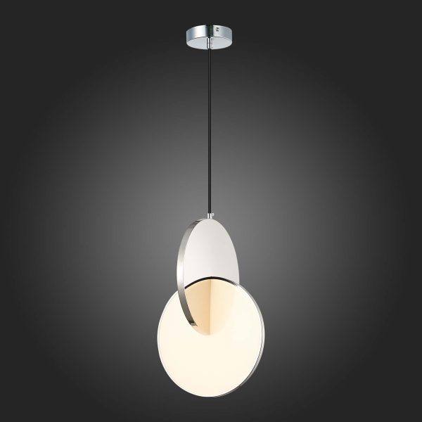 sl6107.103.01-svetilnik-podvesnoj-st-luce-hrombelyj-hrom-led-114w-3000k-eclisse-1 SL6107.103.01 Светильник подвесной ST-Luce Хром/Белый Хром LED 1*14W 3000K Eclisse — изображение 2