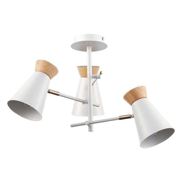 SLE1252-502-03 Светильник потолочный Белый, Золотистый/Белый, Дерево E27 3*60W ALFEO — изображение 4