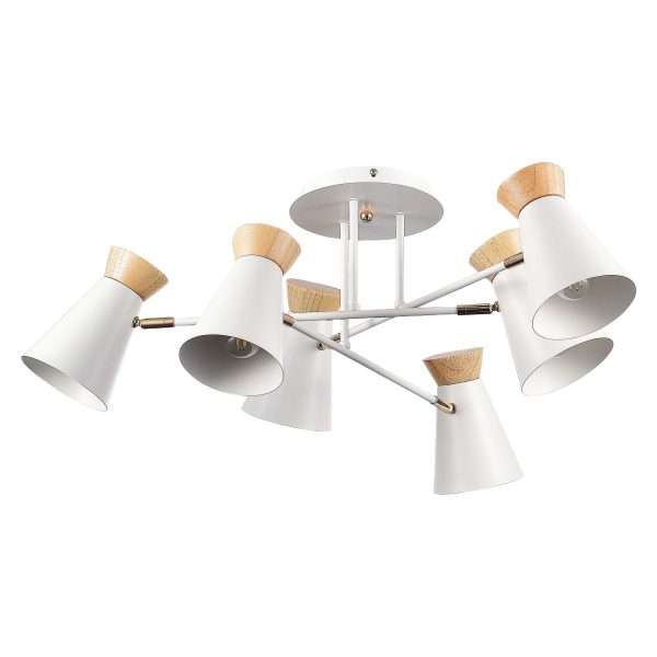 SLE1252-502-06 Светильник потолочный Белый, Золотистый/Белый, Дерево E27 6*60W ALFEO — изображение 4