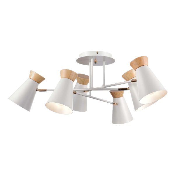 SLE1252-502-06 Светильник потолочный Белый, Золотистый/Белый, Дерево E27 6*60W ALFEO — изображение 5