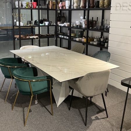 Стол обеденный керамический CT2061-RE-MARMOL /1053 белые ножки 220 x 120 x 75