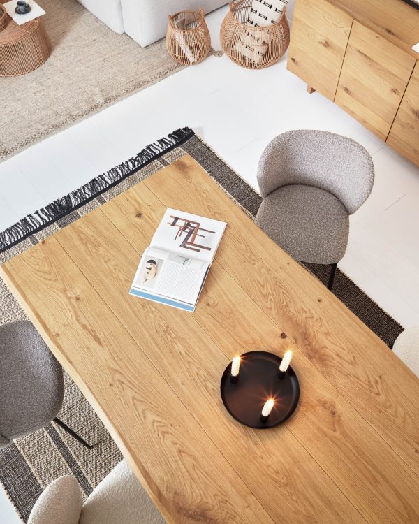 Стул Aniela из серой ткани букле и черными металлическими ножками — изображение 4