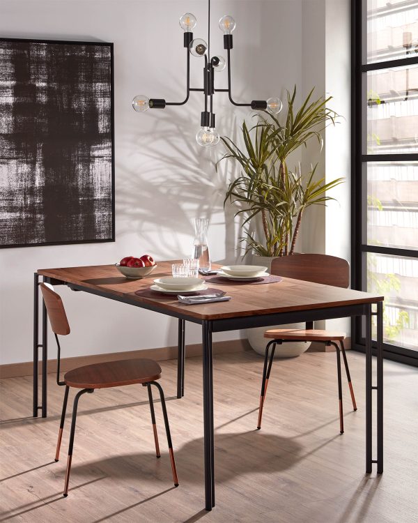 Стул Okay из черного металла и дерева ореха — изображение 2