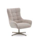 Teryl Кресло из шенилла бежевого цвета с серым металлом