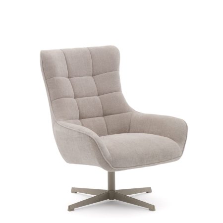 Teryl Кресло из шенилла бежевого цвета с серым металлом