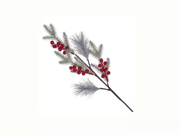Ветка декоративная еловая Красные ягоды