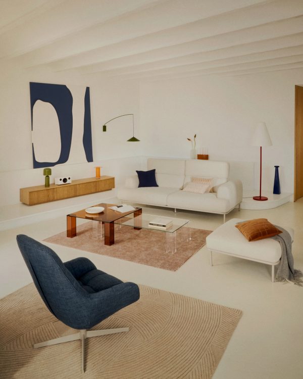 Вращающееся кресло Jaspe синего цвета с серым металлом — изображение 2