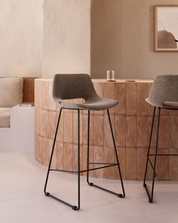 Zahara Барный стул коричневый с черными стальными ножками 76 см — изображение 2