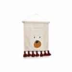 Zelda Гобелен белый хлопок с мишкой и терракотовыми кистями 40 х 40 см — изображение 3