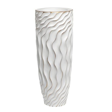 ZS1410-L  Кашпо белое с золотым декором  d35*90см