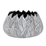 ZS2001-11  Кашпо низкое черно-белое "Листья" d29*16см