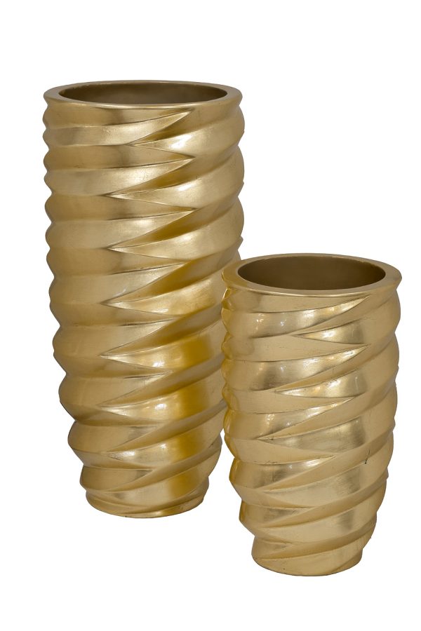 ZS2058-19 Кашпо волнистое цвет золото d30*50см — изображение 2