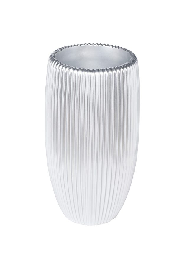 ZS2062-19SL Кашпо серебристое с полосками d26*49см