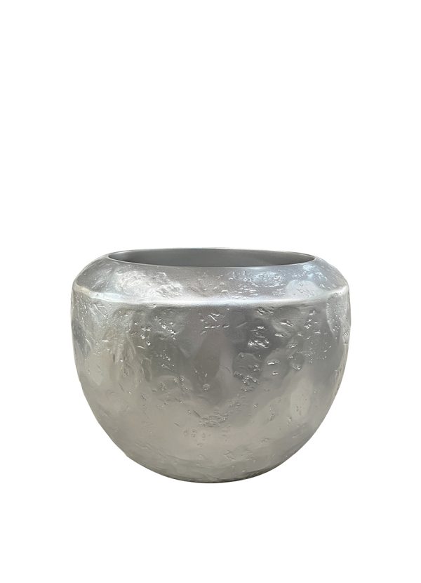 ZS2063-26SL  Кашпо c фактурной поверхностью серебро d35*26см