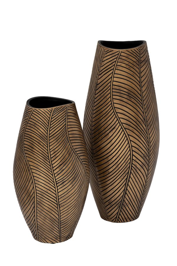 ZS2104-21 Кашпо коричневое с золотом d22*54см — изображение 2