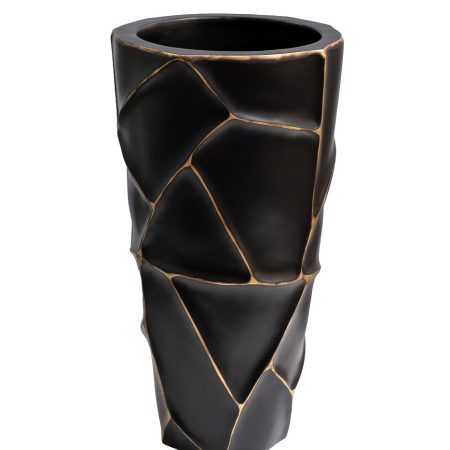 ZSC872-19BL-GL Кашпо d26*48см черное с золотом